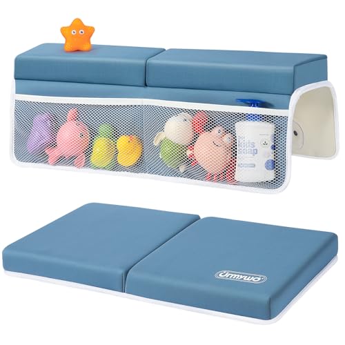 URMYWO Bath Kneeler and Elbow Rest Pad Set, 1.5-Inch Thick Memory Foam Pads - color: Bluea