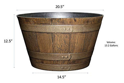 Whiskey Barrel Planter, 20.5", Distressed Oak - size: 20.5", style: 1 Pack