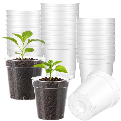 24 Pack 2 Inch Nursery Pots, Mini Plastic Plant Pots for Seedlings(Clear) - color: Clear