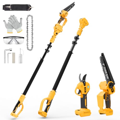 4-in-1 Cordless Pole Saw & Electric Pruning Shears for DeWalt 20V Battery