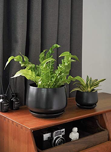 LE TAUCI Plant Pots, 4.1+5.1+6.5 inch, Set of 3, Black, Indoor Pot - color: Black