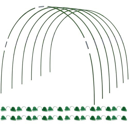 MAXPACE Greenhouse Hoops Kit, DIY 8ft Grow Tunnel, Fits Raised Garden Beds Up to 2.7ft Wide, 25 Pcs Rust-Proof Fiberglass Frame Support Rods for Row Cover, Shade Cloth, Frost Netting & Plant Stakes - size: S Pro+ (for Width: Less than 2.7')