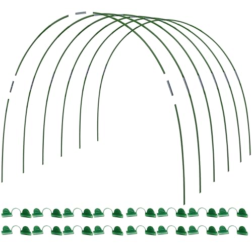 MAXPACE Greenhouse Hoops Kit, DIY 8ft Grow Tunnel, Fits Raised Garden Beds Up to 2.7ft Wide, 25 Pcs Rust-Proof Fiberglass Frame Support Rods for Row Cover, Shade Cloth, Frost Netting & Plant Stakes - size: S Pro+ (for Width: Less than 2.7')