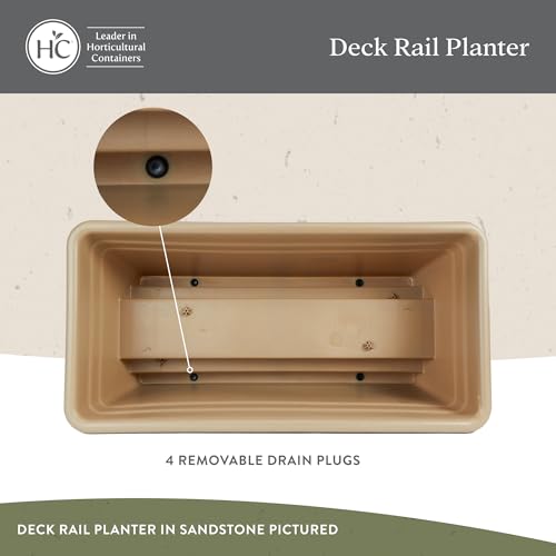 The HC Companies Deck Rail Deck Rail Planter Box, 24 Inch, Black, 1-Pack - color: Black