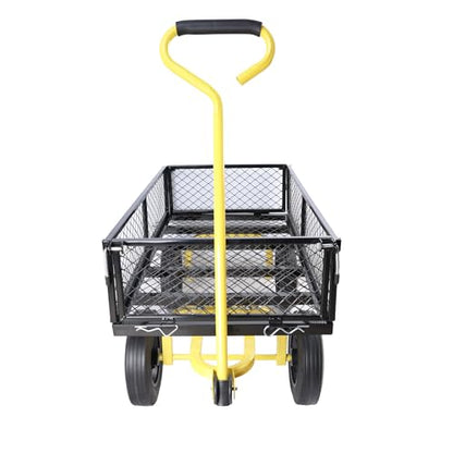 Wagon Removable Side, can be Used for Farm, Warehouse, etc. Garden car, Solid Wheels (Yellow+Black Solid Wheels) - color: Yellow+black Solid Wheels