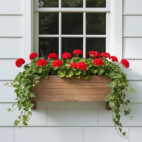 Handmade Rustic Cedar Herb Window Planter Box – Wooden Window & Railing Planter for Indoor or Outdoor Use, Made in USA (48") - size: 48"