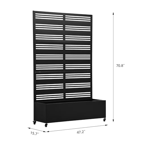 Metal Raised Garden Bed with Trellis and Wheels, 71"x47"x16" (Black-Harold) - color: Black-harold, size: 71"x47"x16"