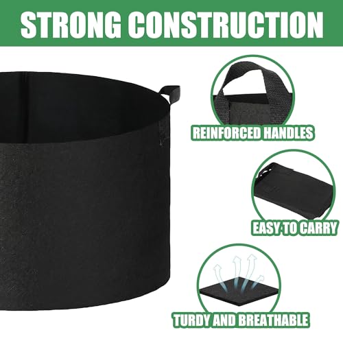 2-Pack 30 Gallon Fabric Grow Bags with Handle, Heavy Duty 300G Thickened Nonwoven with Handles and Reusable, Suitable for Garden Vegetables,Fruits and Flowers(Black) - size: 30 gallon (23.5''D×15.5''H)
