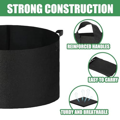 2-Pack 30 Gallon Fabric Grow Bags with Handle, Heavy Duty 300G Thickened Nonwoven with Handles and Reusable, Suitable for Garden Vegetables,Fruits and Flowers(Black) - size: 30 gallon (23.5''D×15.5''H)