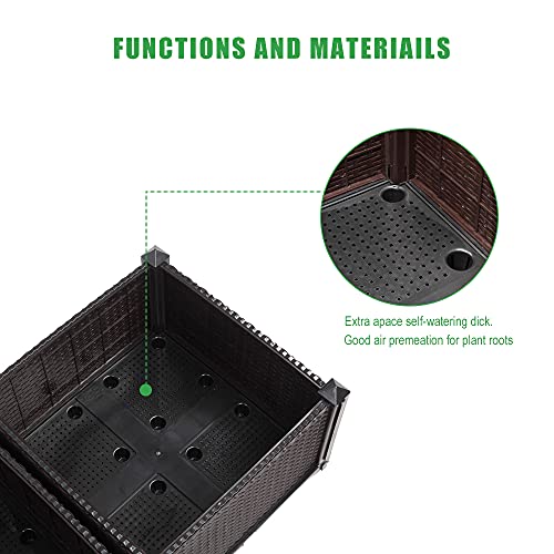 Raised Garden Beds, Planter Box, Self-Watering Plastic Planter for Indoor Outdoor Vegetables, Fruits, Potato, Flowers (6 Pcs) - size: 6 Pcs