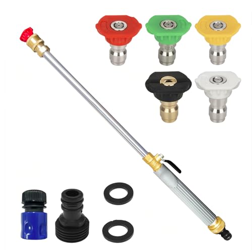 High Pressure Hose Nozzle for Garden Hose,Leak-Free Jet Wand with 5 Nozzles - color: Gray