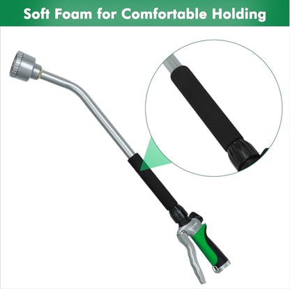 RESTMO 24 Inches Long Watering Wand for Garden Hose, Full Shower Spray Wand - color: Green