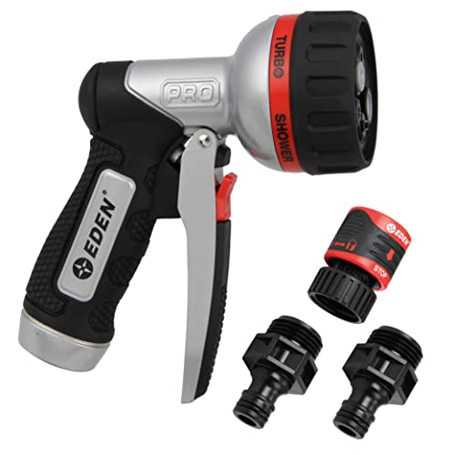Eden PRO Metal 6-Pattern Hose Nozzle: Front Trigger, Cyclonic Turbo Spray - style: Front Trigger