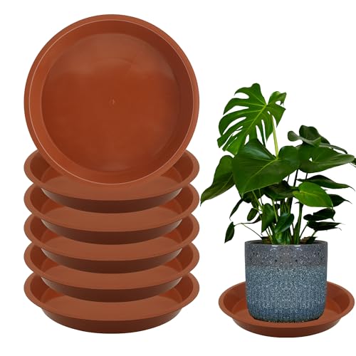 6 Pack 12 Inch Round Plant Saucers for Less 10 Inch Pot Indoors Outdoors Plant Trays for Pots Planter Saucer Plastic Drip Tray Not-Clay(Terracotta, 11.8"(6pcs)) - color: Terracotta, size: 11.8"(6pcs)
