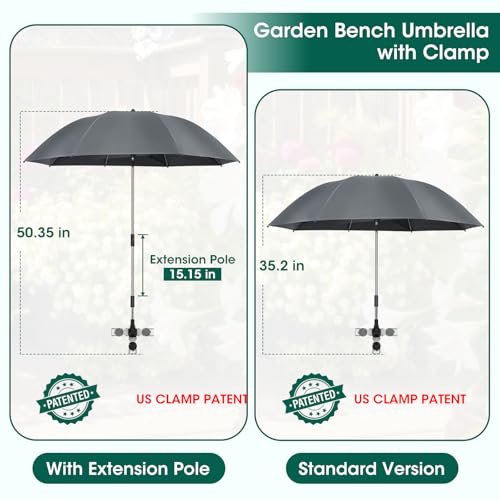OAOA innovation 2-in-1 Garden Kneeler with Umbrella, Kneeling Bench & Grey Umbrella, Portable Stool 330lb Capacity, Garden Tools Bag with Bottle Holder, Gardening Gift for Men Women Seniors - color: Grey