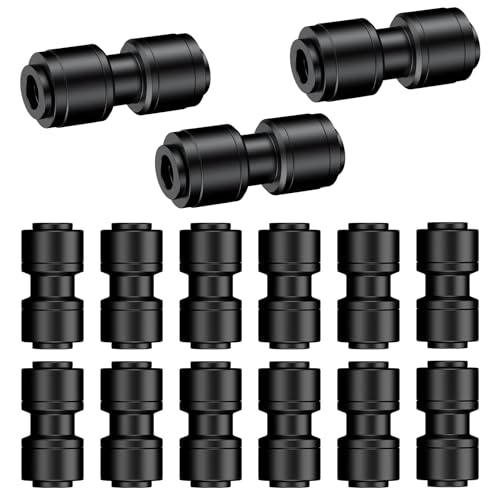 Pawfly 15 Pcs Quick Connect 1/4" Drip Irrigation Coupling Connectors for 1/4 Inch Irrigation Tubing, Anti-Leak Drip Irrigation Parts, Push-to-Fit 2-Way Coupling Fittings, Universal Straight Fittings - size: 15pcs 1/4" Nut Coupling