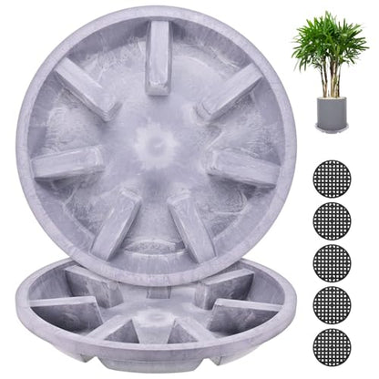 M METERXITY 2-Pack Plant Saucer, 10.04 Inch/25.5 cm Plastic Plant Trays Thicker for Pots/Indoor/Outdoor/Water Drainage and Protection, Flowerpot Drip Tray [Purple Veins] - color: Purple Veins
