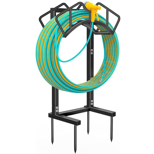 Qatsrin Super Stable Garden Hose Holder, Water Hose Reel holds 160ft, Black - color: Black