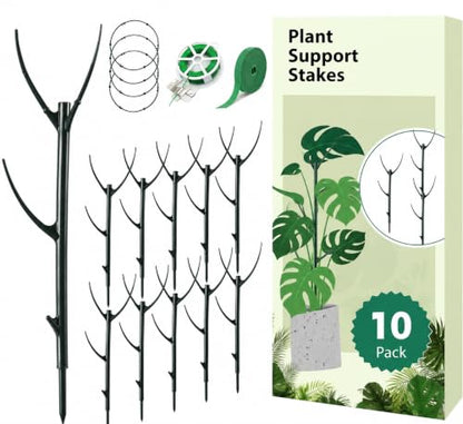 10 Pack Indoor Plant Supports, Stackable Monstera Stakes with Plant Clips