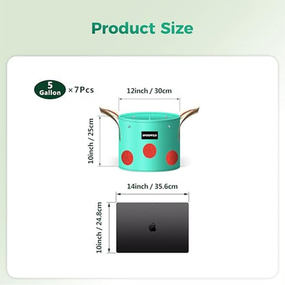7 Pcs 5 Gallon Grow Bags, PE Plant Pots with 8 Breathable Holes - size: 5 gallon, style: Dot_Grow_Bags