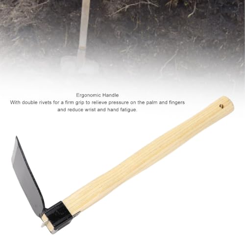 Vikye Garden Weeding Hand Hoe, Carbon Steel Cultivator Tool with Ergonomic Wooden Handle and Anti-Slip Screws, for Yard Work Digging