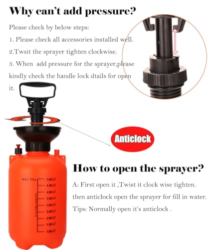 5L Garden Pressure Sprayer, Portable Hand Pump Sprayer for Yard Care - color: 5L-Orange