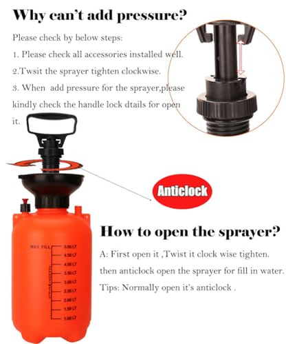 5L Garden Pressure Sprayer, Portable Hand Pump Sprayer for Yard Care - color: 5L-Orange
