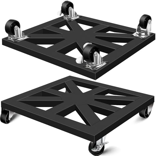 Plant Caddy with Wheels, 12'' 2 Pack Metal Rolling Plant Stand Square - size: 12''/2