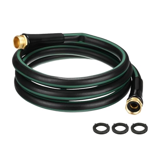 M METERXITY Garden Hose 5/8 Inch x 8 FT, Flexible PVC Leader Hose, Leakproof Water Hose with Swivel Handle, Male to Female Fittings, Burst 600 PSI [Black Green] - size: 8 FT, style: Male to Female