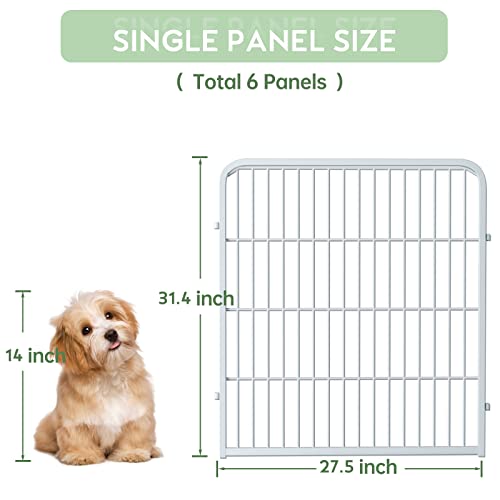 White Outdoor Garden Fence 5 Panels with 1 Gate,32in (H) x 14ft (L) for Dogs Outside,Metal Wire Fencing Border Animal Barrier,Flower Edging for Yard Landscape Patio Decor, Square - color: White, size: 6 PCS 32in (H) x 14ft (L)