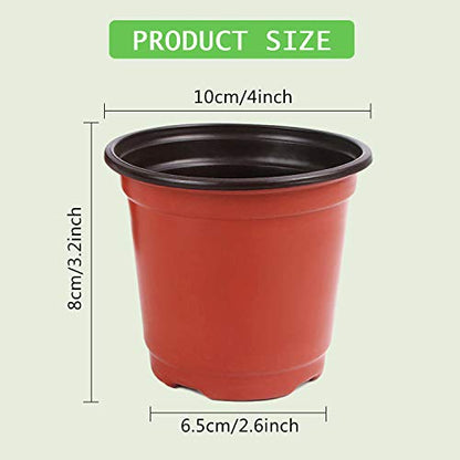 Augshy 220Pcs 4 Inches Plastic Plant Nursery Pots Seed Starting Containers - size: 4 Inch