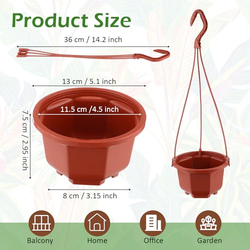 Roshtia 24 Pcs Hanging Planter Pot with Hook, Brown, 5 Inch - color: Brown, size: 5 Inch