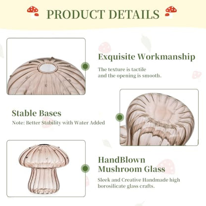 Glasseam Mushroom Plant Propagation Station, Small Glass Propagation Vases - color: Amber, size: 5