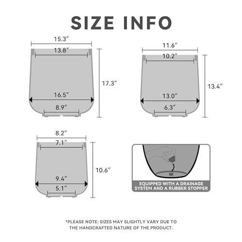 Kante Set of 3 Charcoal Concrete Curved Planters 16.5" 13" 9.4" Dia - color: Charcoal, size: Set of 3: 15.3" + 11.6" + 8.2" D
