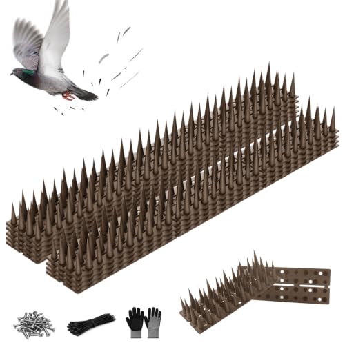 Bird Spikes, 9 Pack, 12.6 FT Total Coverage, Outdoor Bird Deterrent, Brown - color: Brown, size: 9 pack