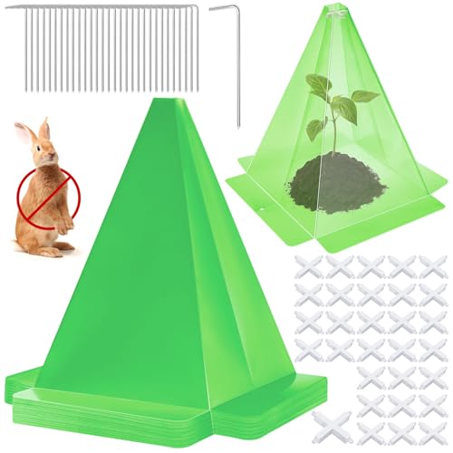 Reusable Plastic Garden Cloches, 7.8" x 11" Mini Greenhouse, 1.2mm Thick Clear Bell Covers with Metal Stakes Against Sun, Frost, Snails, Plant Protector (30pcs-Green) - size: 30pcs-green