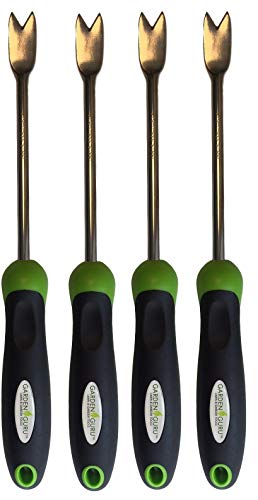 Garden Guru Dandelion Weeder Tool with Ergonomic Handle - Stainless Steel Weed Puller for Planting, Weeding, Flower and Vegetable Care in Lawn Garden Yard | Rust Resistant (4 Pack) - size: 4 Pack, style: Stainless Steel
