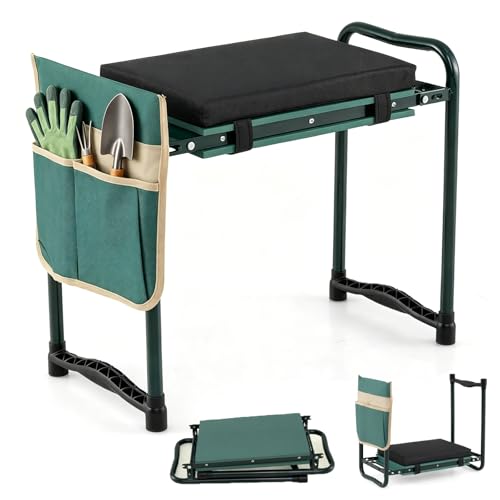 IRONMAX Garden Kneeler and Seat with 15.5" L×11" W EVA Kneeling Pad, Green - color: Green, size: 15.5"L×11"W