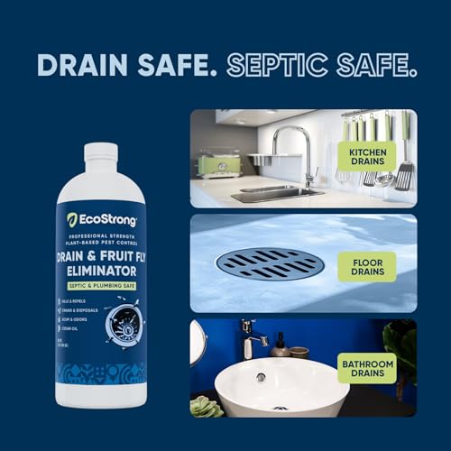 Fruit Fly Drain Treatment | Drain Fly Eliminator | Eliminates Gnats, Sewer Flies and More - Works in All Drains - 32 Fl Oz - size: 32 Fl Oz (Pack of 1)