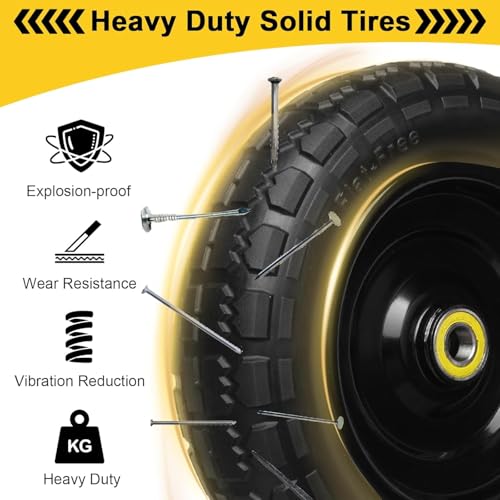 10 Inch Solid Rubber Tires, 4.10/3.50-4 Tire and Flat Free with 5/8" Bearings, 2.17" Offset Hub for GOR Garden Carts, Garden Wagon Carts, Trolleys, Hand Trucks and Utility Cart(4 Pack) - size: 10 INCH - 4 Pack