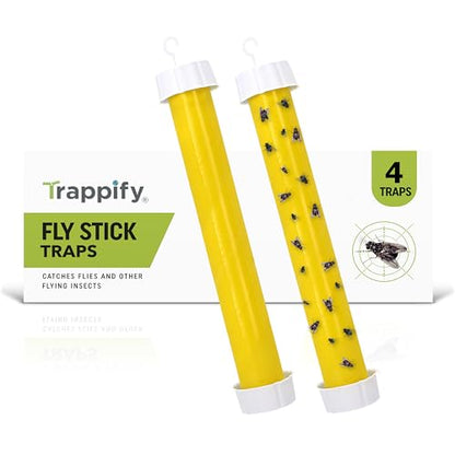 Trappify Hanging Fly Trap & Fruit Fly Traps for Indoors, Yellow, 4 Pack - size: Pack 4