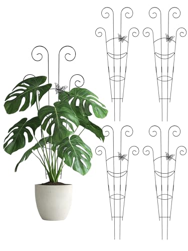 Metal Monstera Trellis, Expandable Garden Treleaf Trellis, Black - color: Gold-NEW
