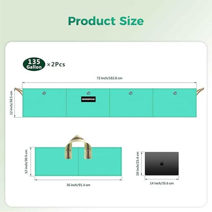 2 Pcs 6x3x1Ft 8 Grids Raised Garden Bed for Outdoor Vegetables - size: 135 gallon