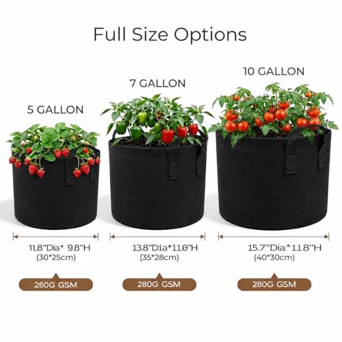 10 Gallon Grow Bags, Heavy Duty Fabric Pots with Handles for Vegetables - color: Black, size: 10 gallon