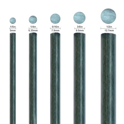 6ft Garden Stakes for Climbing Plants Supports, 20 Pack Solid Fiberglass Plant Sticks, Rust-Free Fence Posts, 5/16'' Diameter, 72inch Dark Green