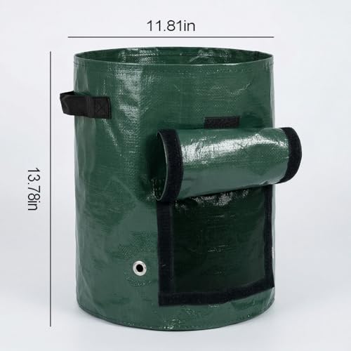 7 Gallon Potato Grow Bags with Harvest Flap and Handles, Durable PE Fabric Planter Pots for Tomato Onion Carrot Fruits Herbs, Outdoor Garden Containers, Green