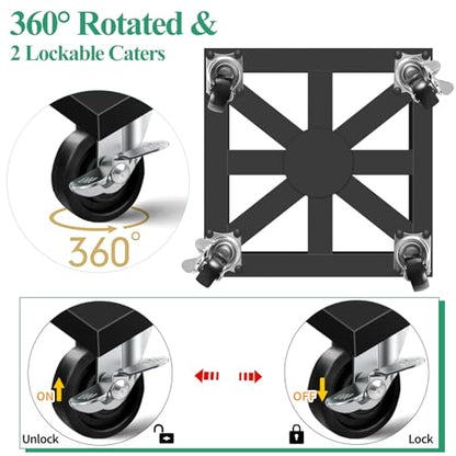 Plant Caddy with Wheels, 12'' 2 Pack Metal Rolling Plant Stand Square - size: 12''/2