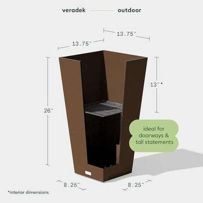 Veradek Pure Series Taper Planter - Tall Tapered Outdoor Planter with Shelf - color: Espresso, size: 26 inch - 1 pack
