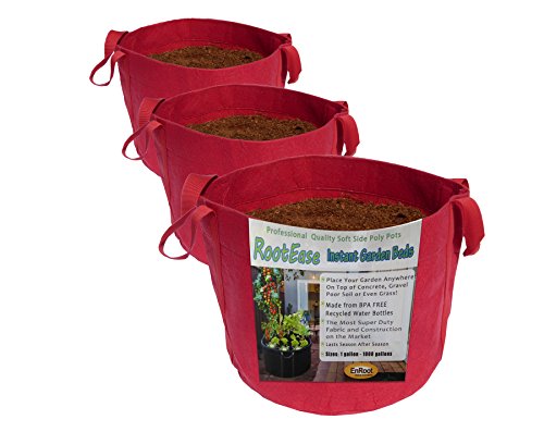 Enroot RootEase Garden Planting Fabric Grow Bags, Heavy Duty Durable Fabric Grow Pots, Perfect Harvest Planter, Raised Bed, Best Eco-Friendly Grow Bag - 3 Pack (7 Gallon, Red) - color: Red