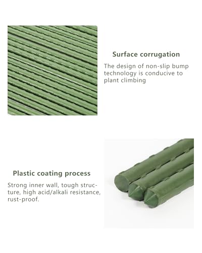 3ft Garden Stakes, Plastic Coated Steel Plant Stakes, 25pcs - size: 3FT
